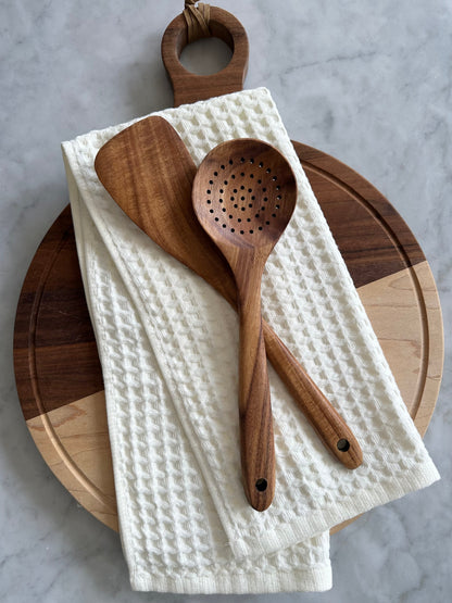 Verona Waffle Kitchen Towels – Soft Neutral Absorbent Dish Towels